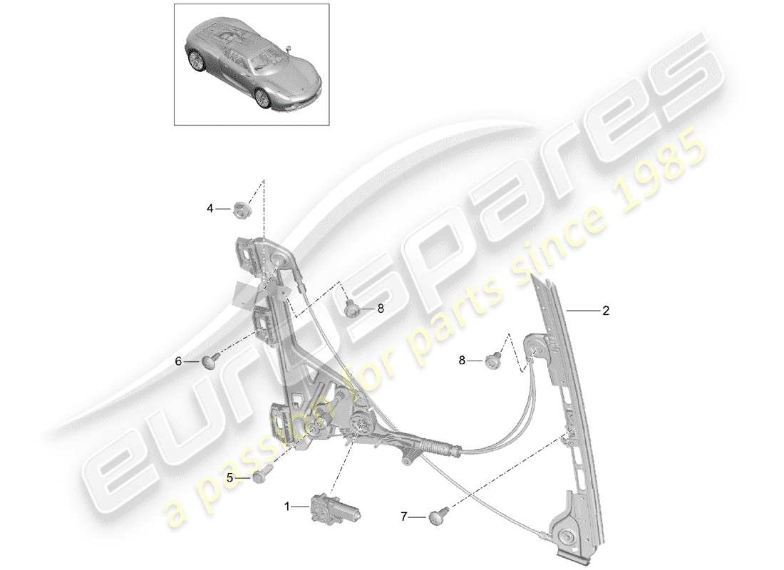 porsche 2015 (918 spyder) window regulator part diagram