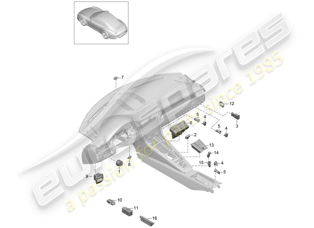 porsche 991 (2014) switch parts diagram
