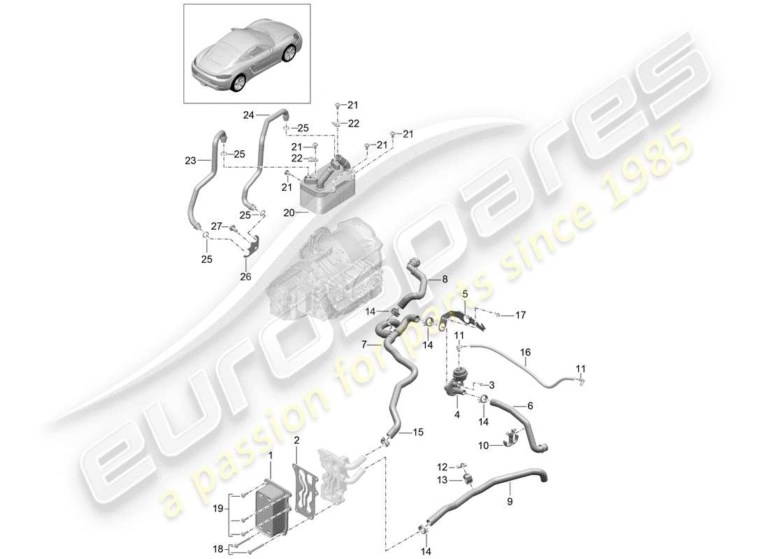 porsche 2018 (718 cayman) - pdk - part diagram