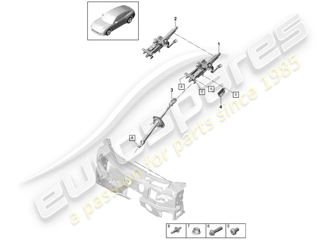 porsche 2020 (panamera 971-1) steering column part diagram