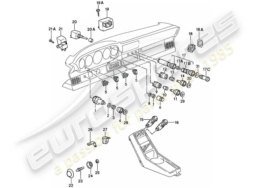 porsche 1985 (911) switch - relay - d - mj 1986>> part diagram