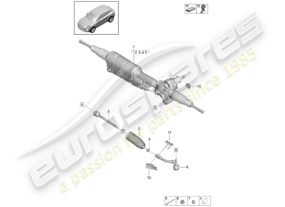 porsche 2019 (macan) steering gear part diagram