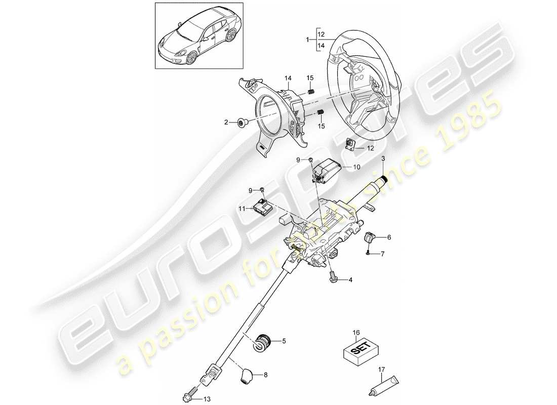 porsche 2014 (panamera 970) steering wheels part diagram