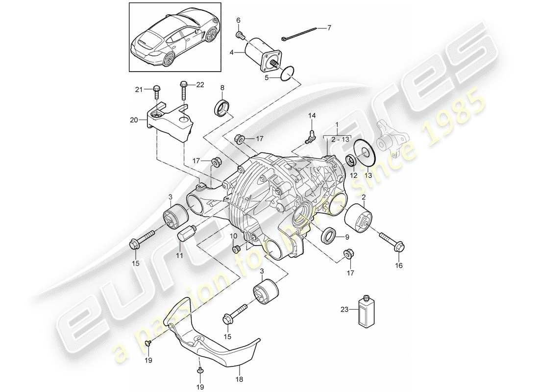porsche 2014 (panamera 970) rear axle differential part diagram