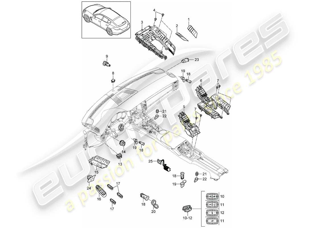 porsche 2015 (panamera 970) combined switch part diagram