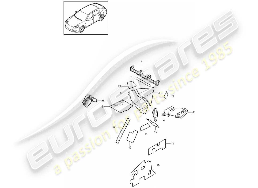 porsche panamera 970 (2014) sound absorber part diagram