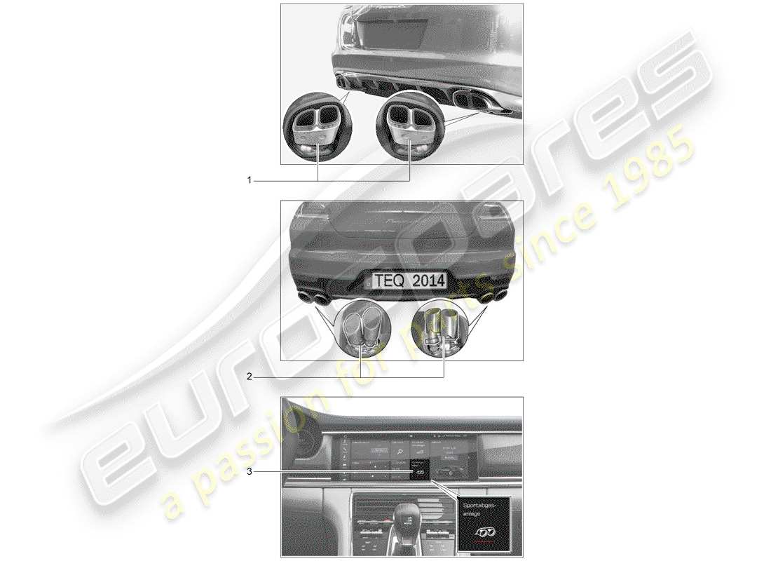 porsche 2020 (tequipment panamera) exhaust system part diagram