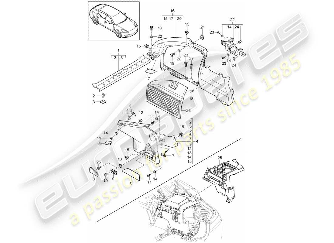 porsche panamera 970 (2016) trims part diagram