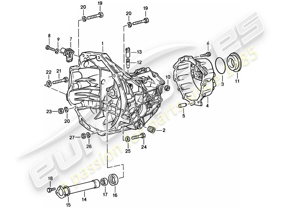 porsche 1976 (924) replacement transmission - transmission case - 4-speed part diagram