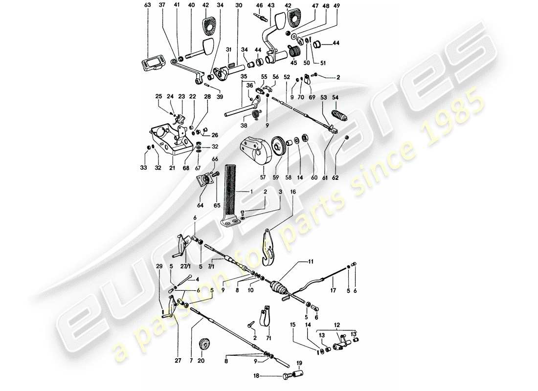 porsche 1973 (914) pedals - for vehicles with - manual gearbox part diagram