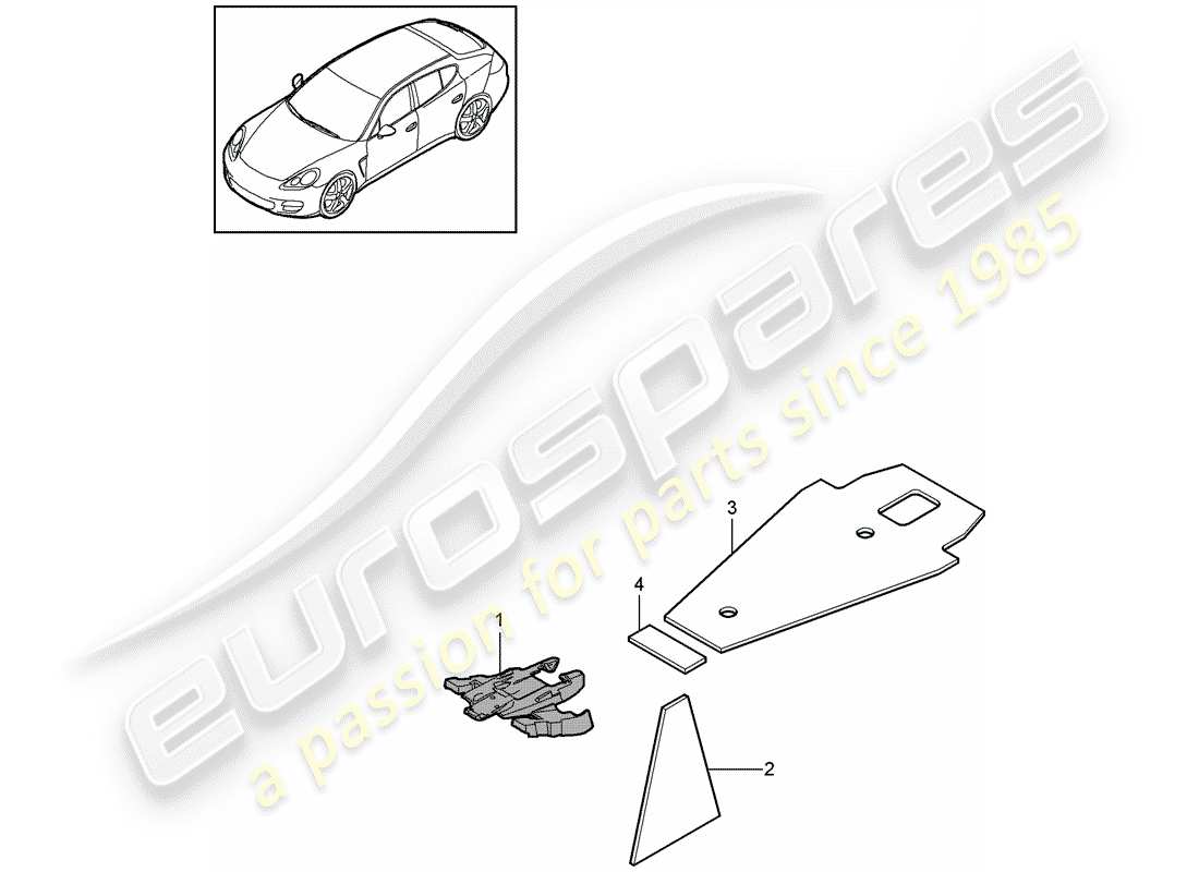 porsche 2014 (panamera 970) sound absorber part diagram