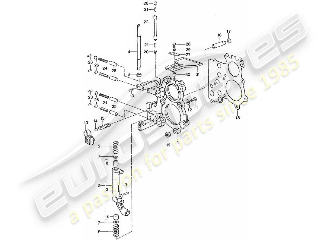 porsche 993 (1994) tensioning plate - shift control lock device parts diagram