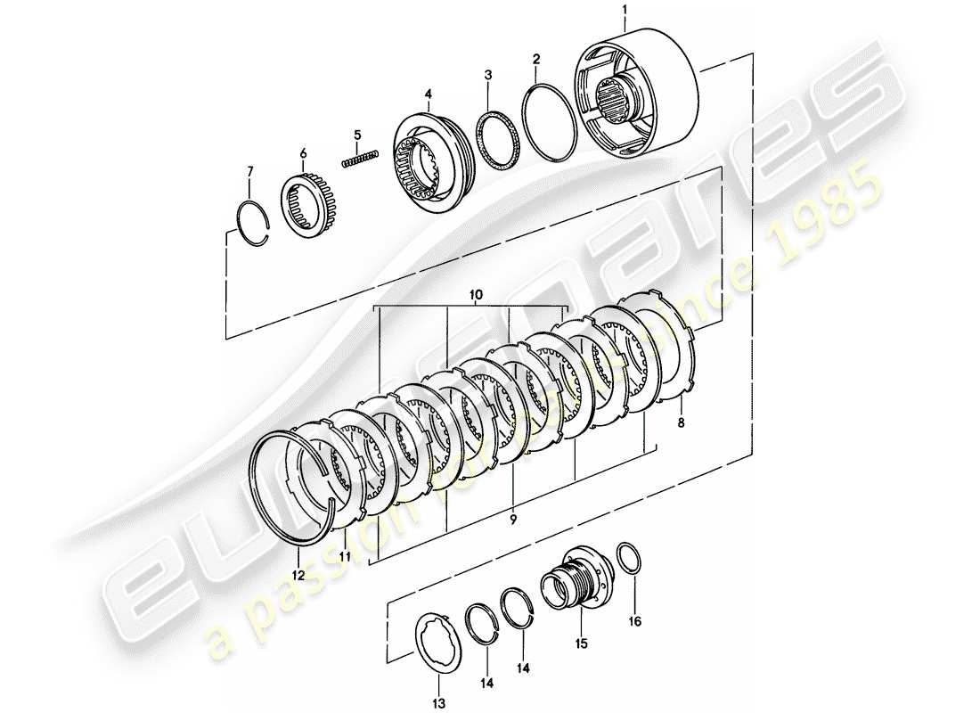 porsche 1983 (928) automatic transmission - clutch - k 2 part diagram