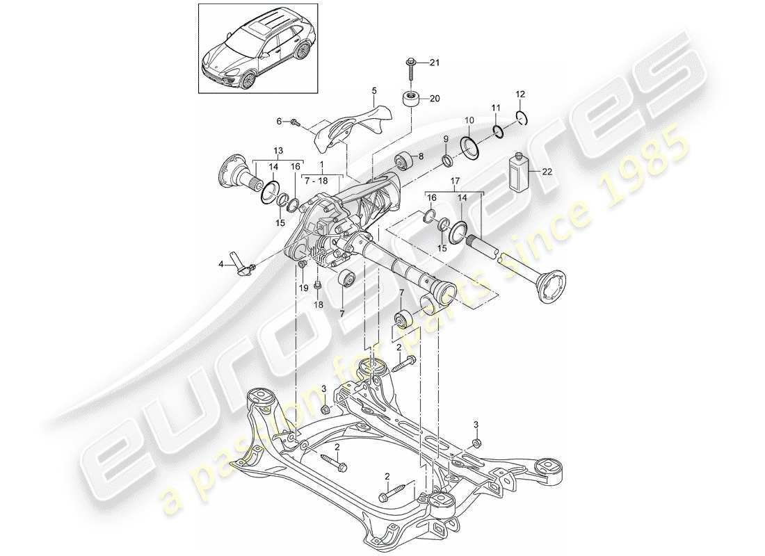 porsche 2018 (cayenne e2 92a) front axle differential part diagram