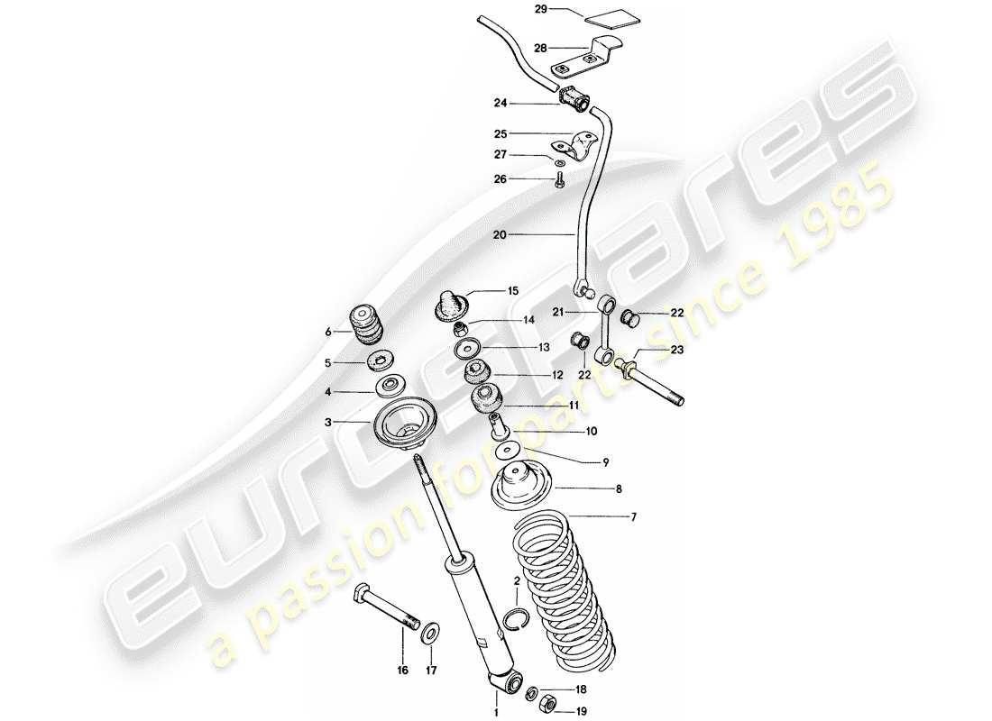 porsche 914 (1973) vibration damper - stabilizer part diagram