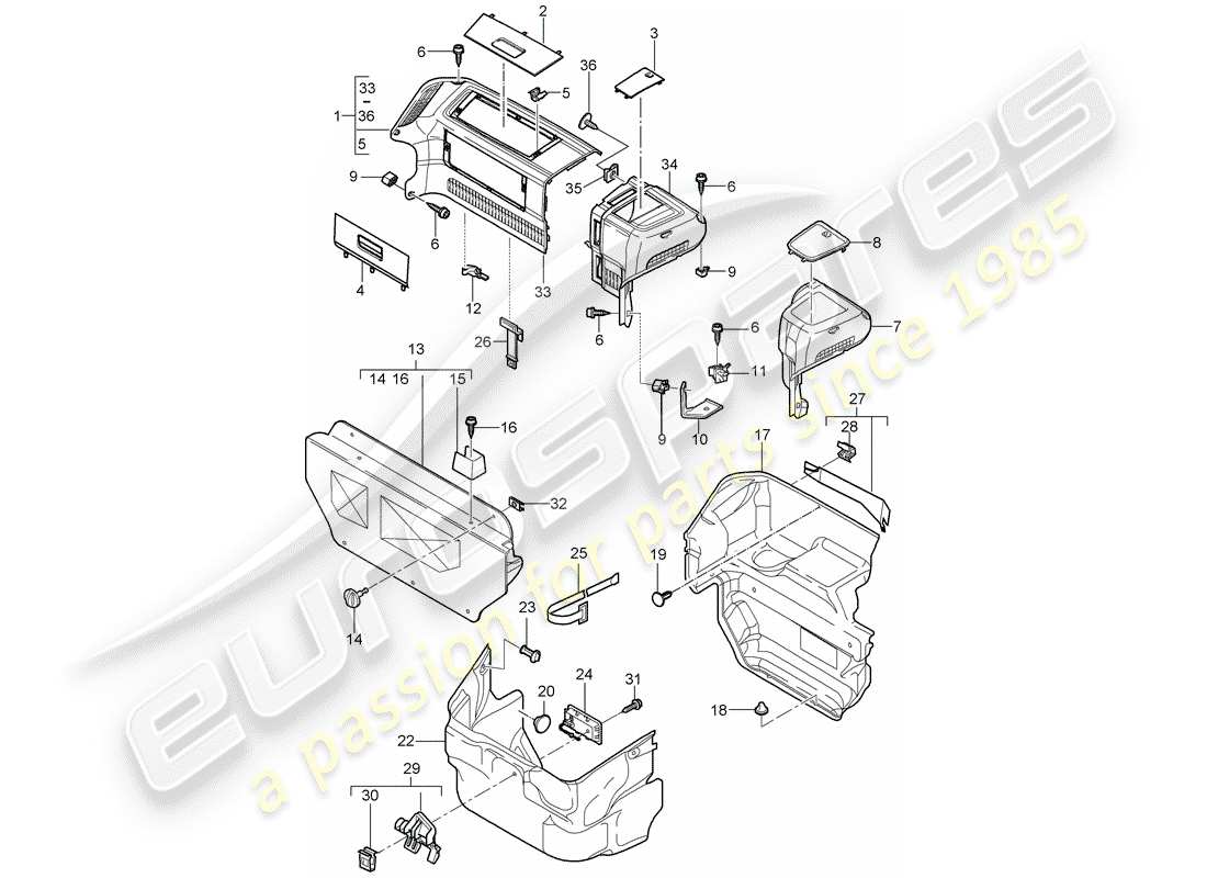 porsche 2011 (997-2) luggage compartment part diagram