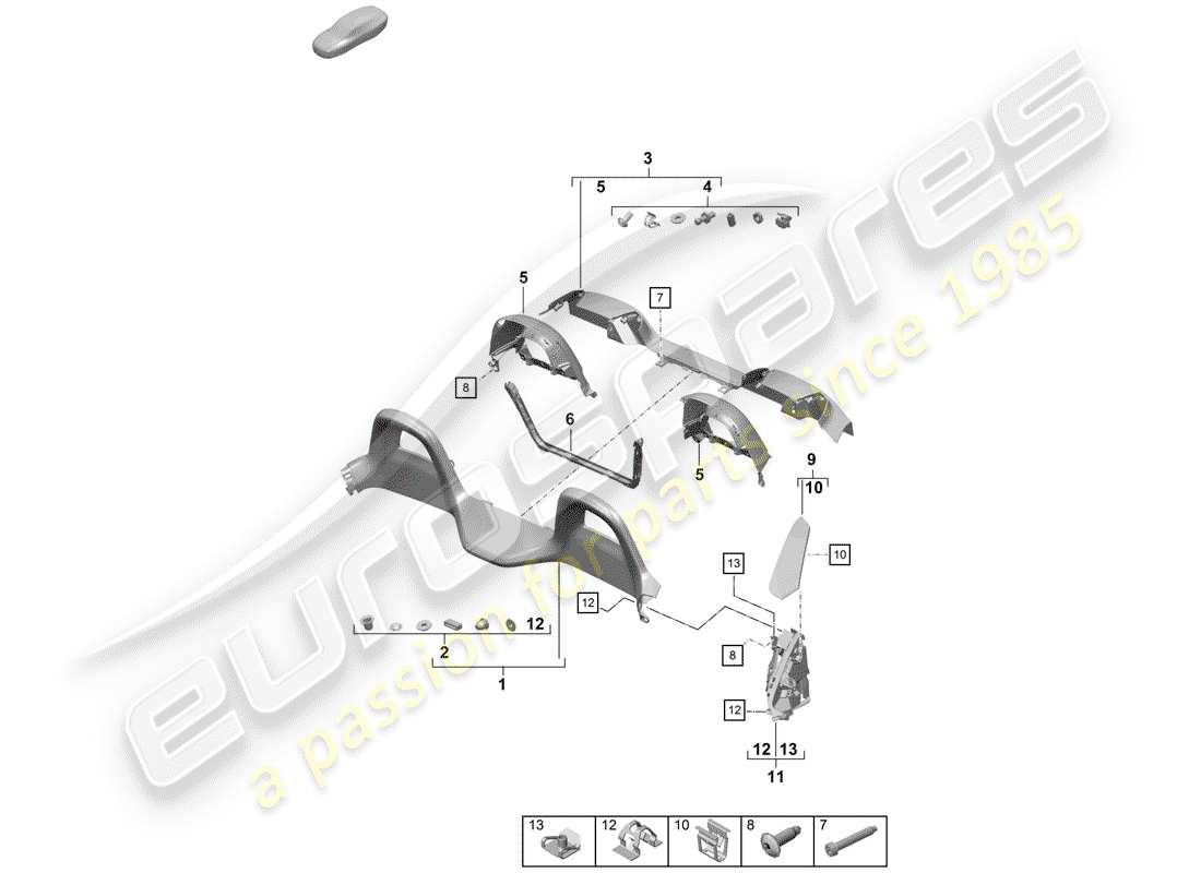 porsche 2019 (718 boxster spyder) trims part diagram