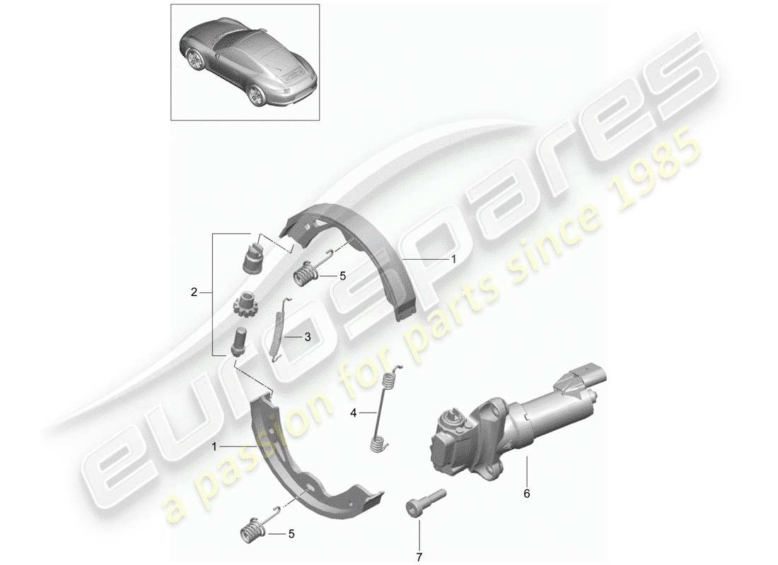 porsche 2014 (991-1) parking brake part diagram