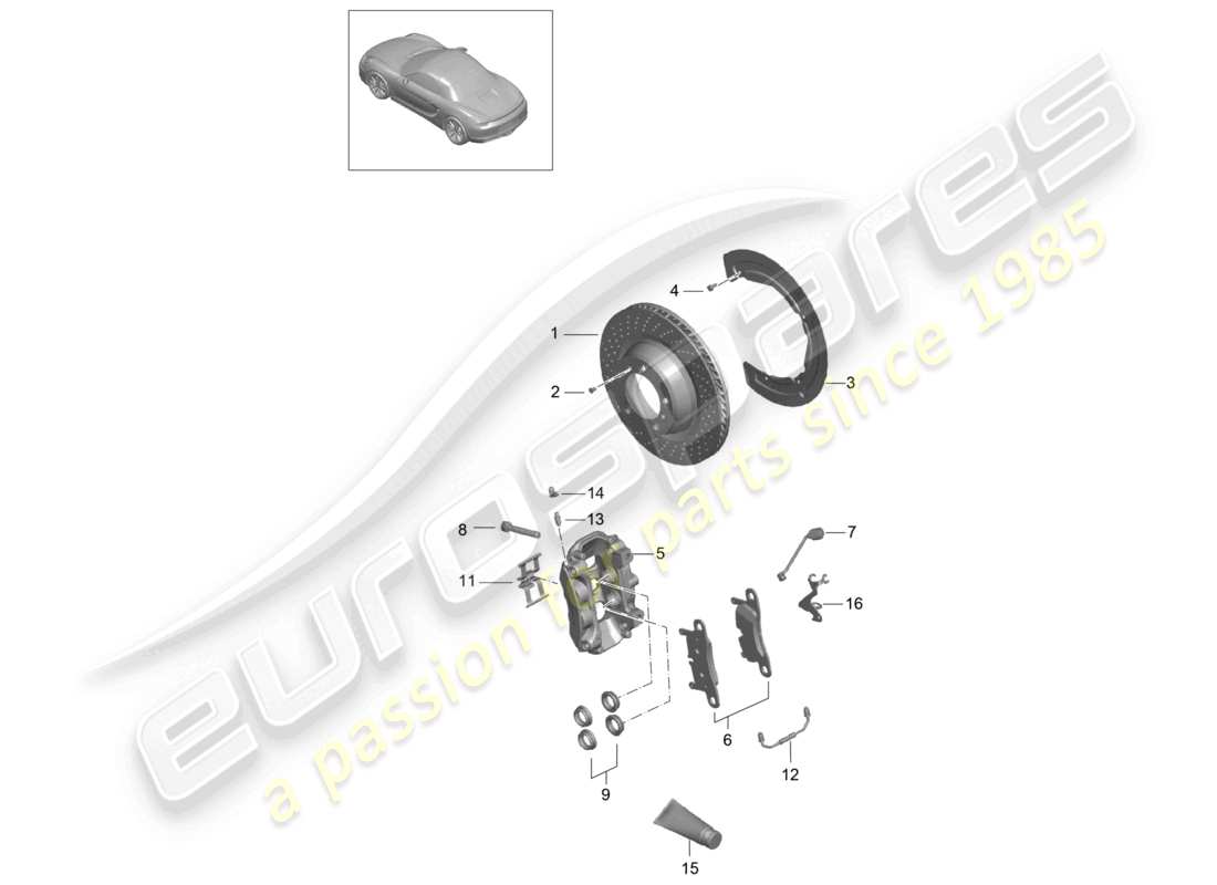 porsche 2013 (981 boxster) disc brake rear axle part diagram