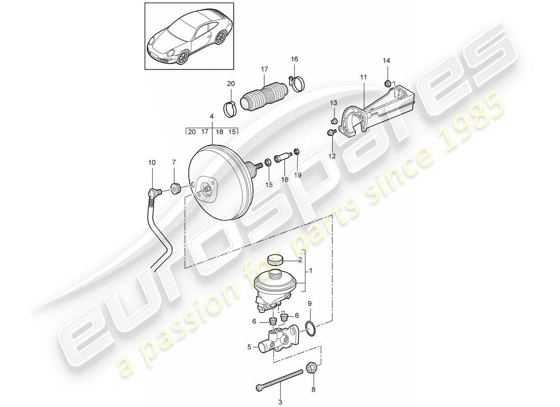 porsche 2012 (997-2) brake master cylinder part diagram