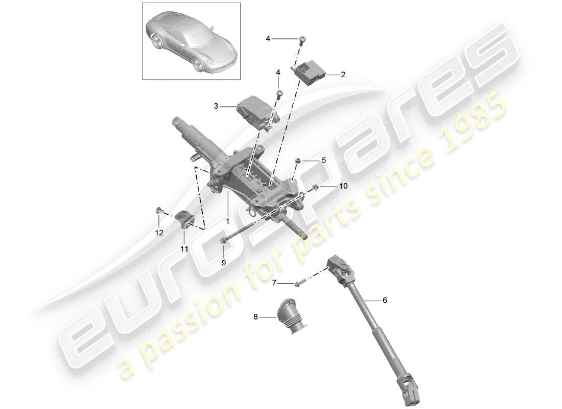 porsche 2014 (991-1) steering column part diagram