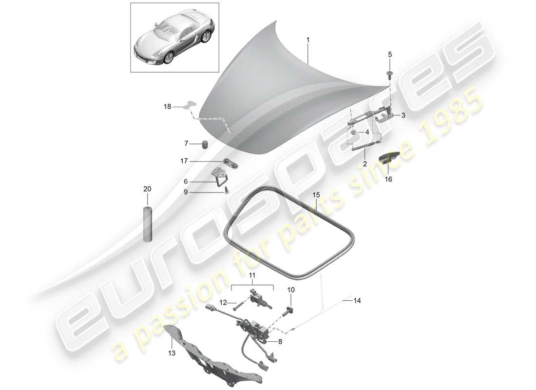 porsche 2012 (981 boxster) cover parts diagram