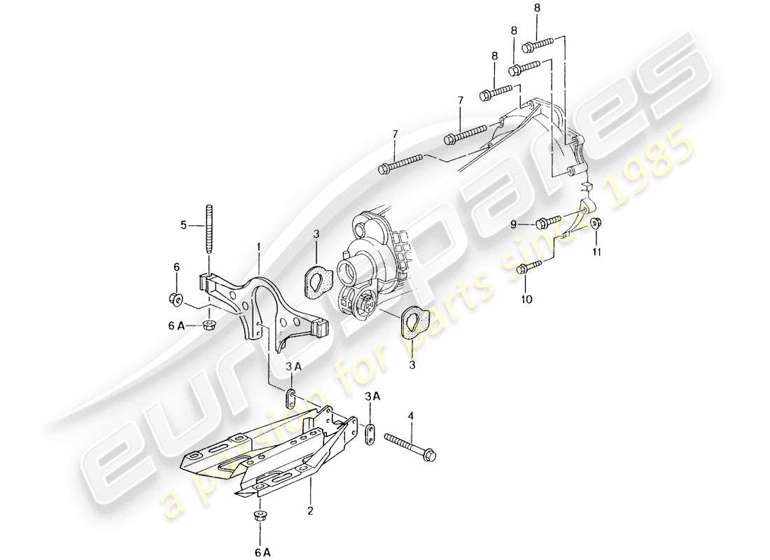 porsche 1999 (996) manual gearbox - gearbox mounting - engine parts diagram