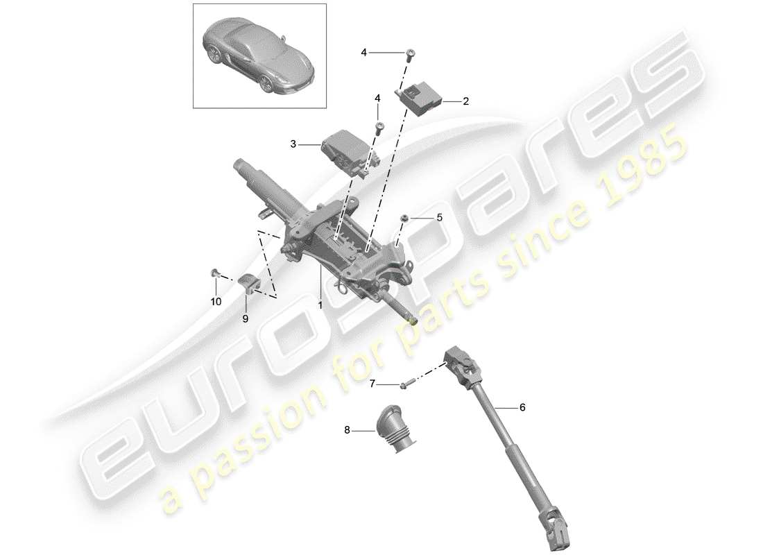 porsche 2016 (981 boxster) steering column part diagram
