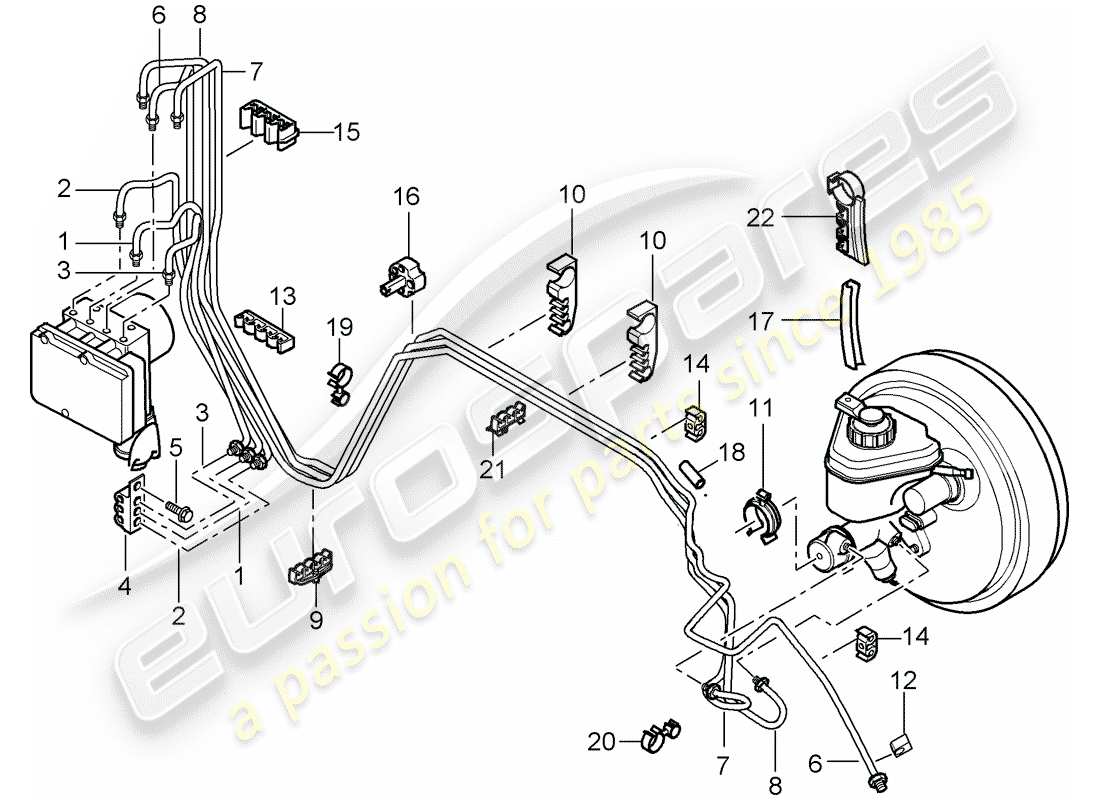 porsche 2004 (cayenne e1 9pa) brake line part diagram
