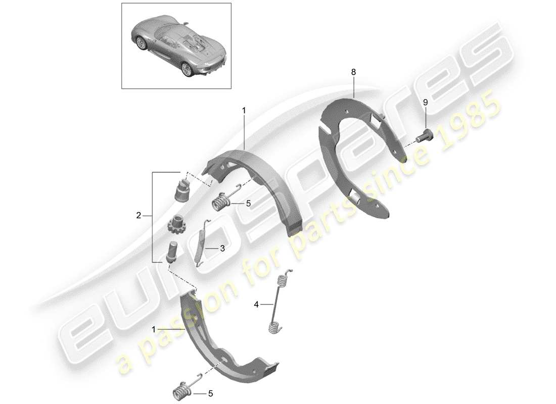 porsche 918 spyder (2015) parking brake part diagram