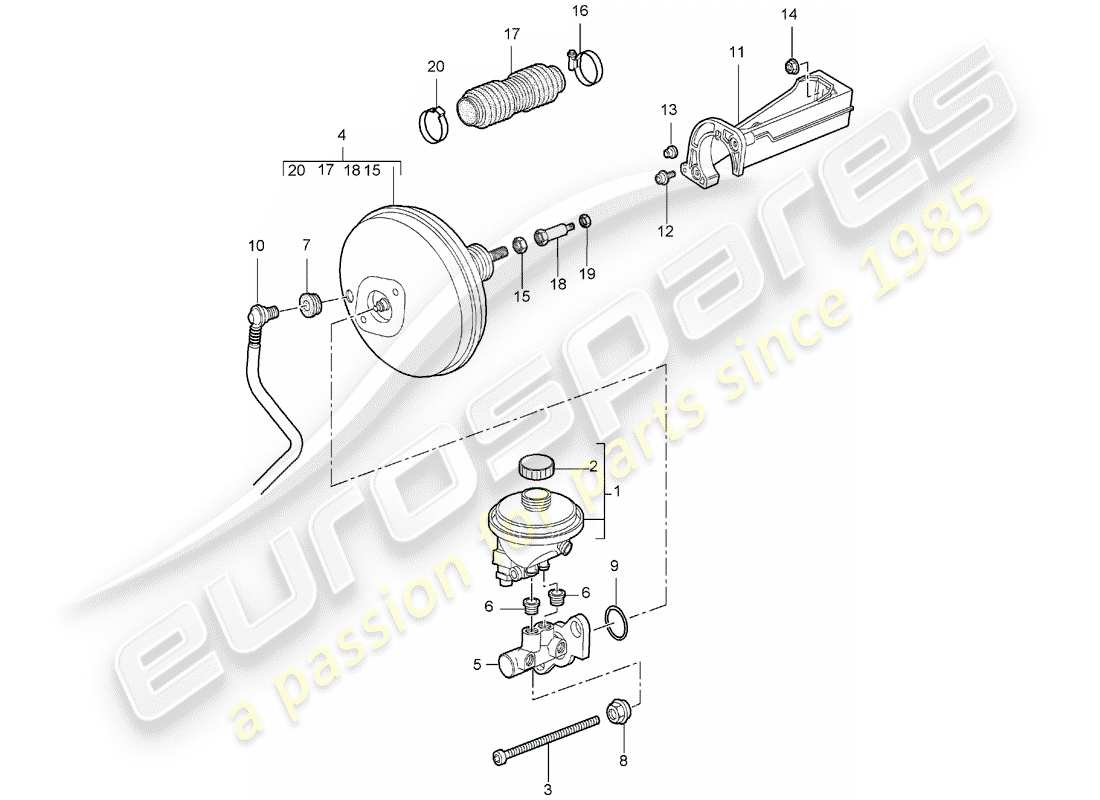porsche 2007 (987 boxster) brake master cylinder part diagram