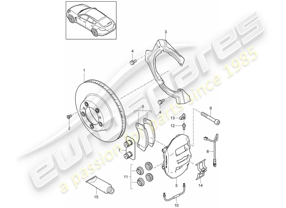porsche 2016 (panamera 970) disc brakes part diagram