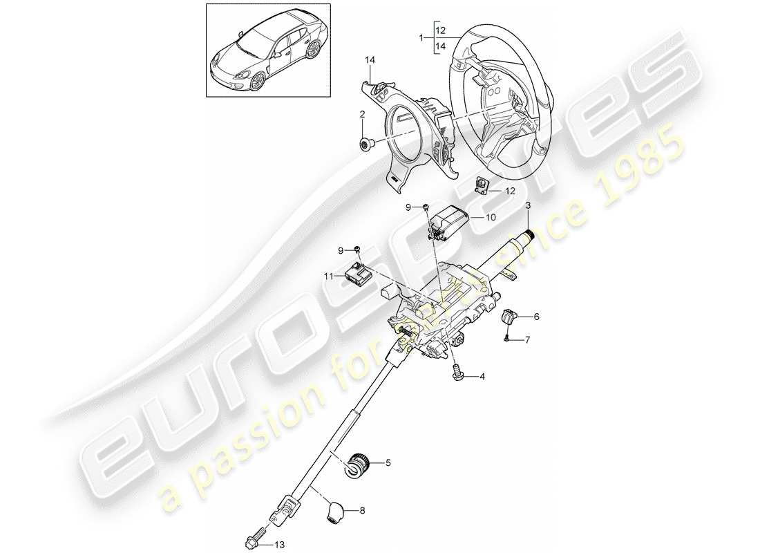 porsche panamera 970 (2016) steering wheels part diagram