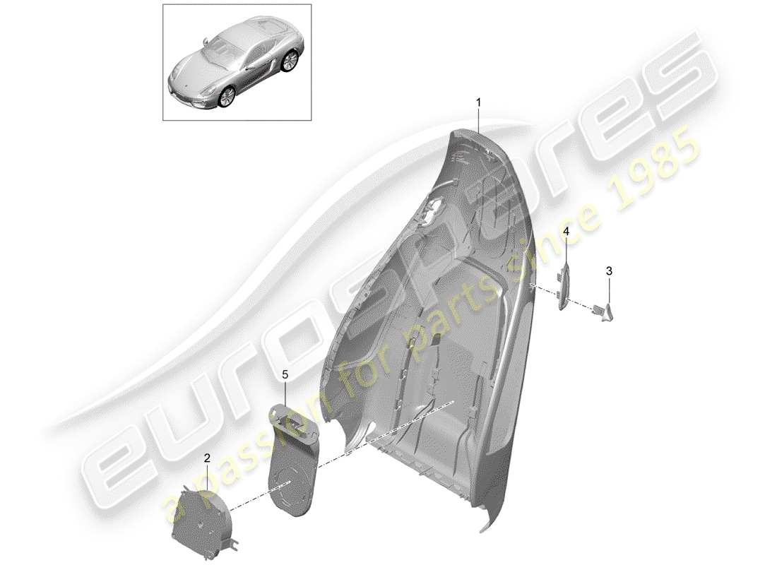 porsche 2015 (981 cayman) backrest shell part diagram