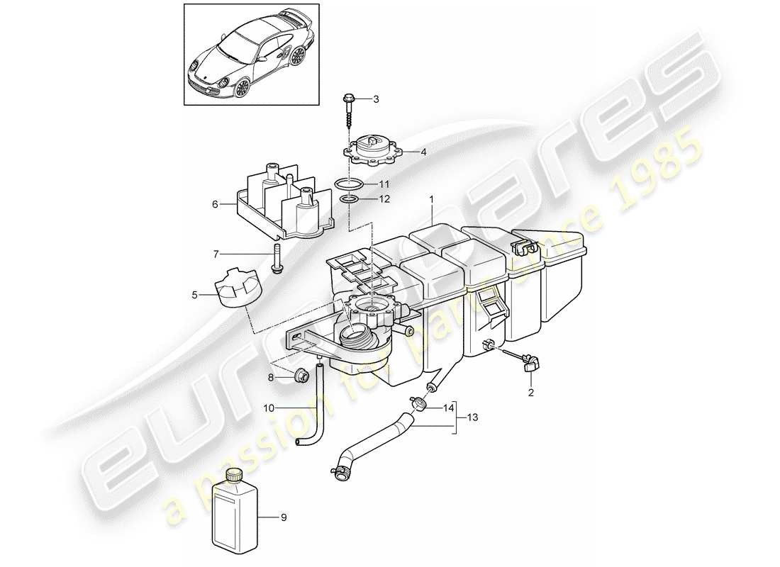 porsche 2012 (997-2 turbo / gt2 rs) water cooling 4 part diagram