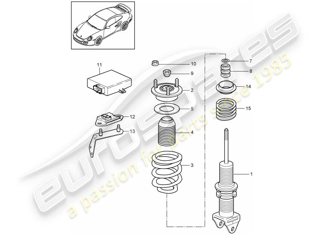 porsche 2012 (997-2 turbo / gt2 rs) shock absorber part diagram