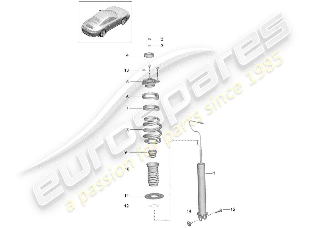 porsche 991 gen. 2 (2019) shock absorber part diagram