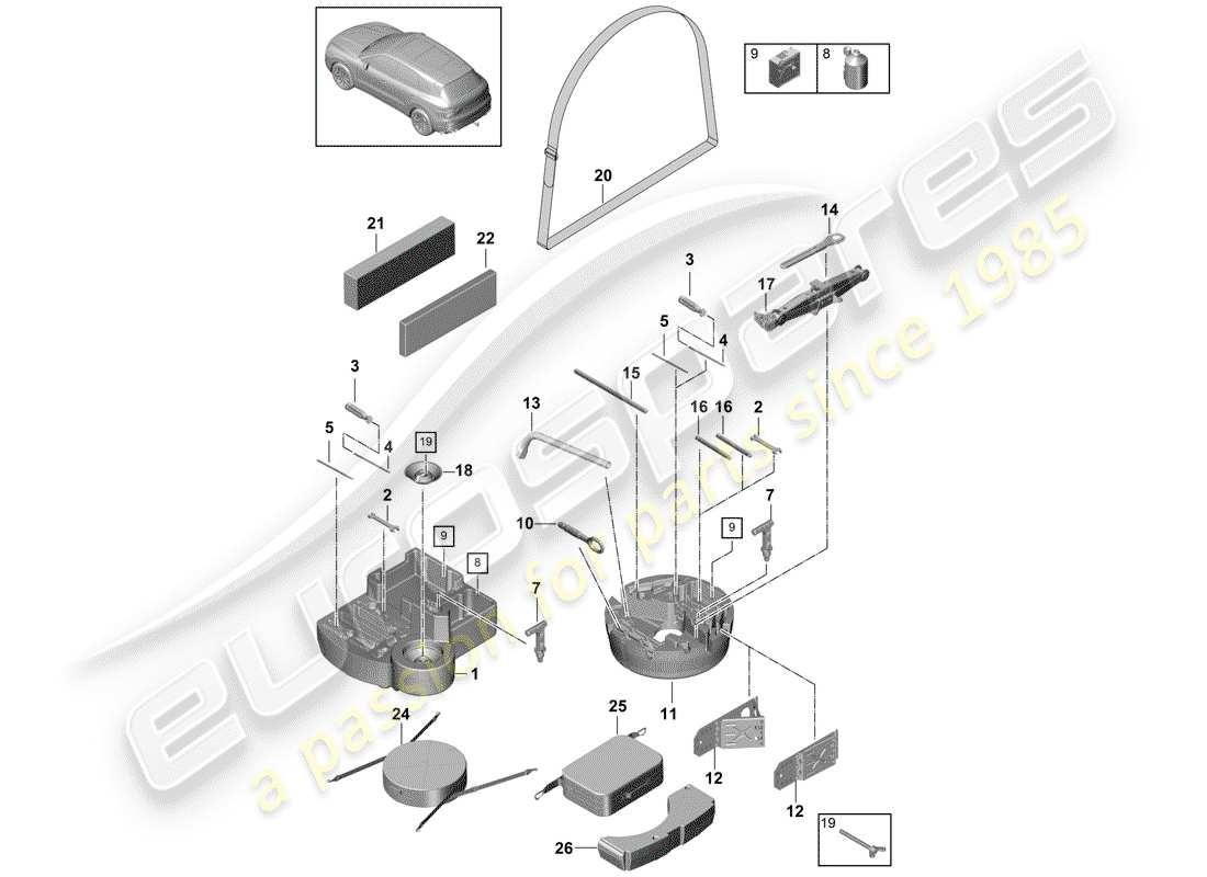 porsche 2020 (cayenne e3 9ya/9yb) tool part diagram
