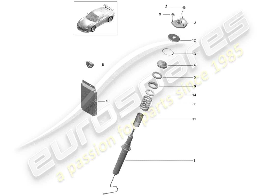 porsche 2015 (991-1 r/gt3/rs) vibration damper parts diagram