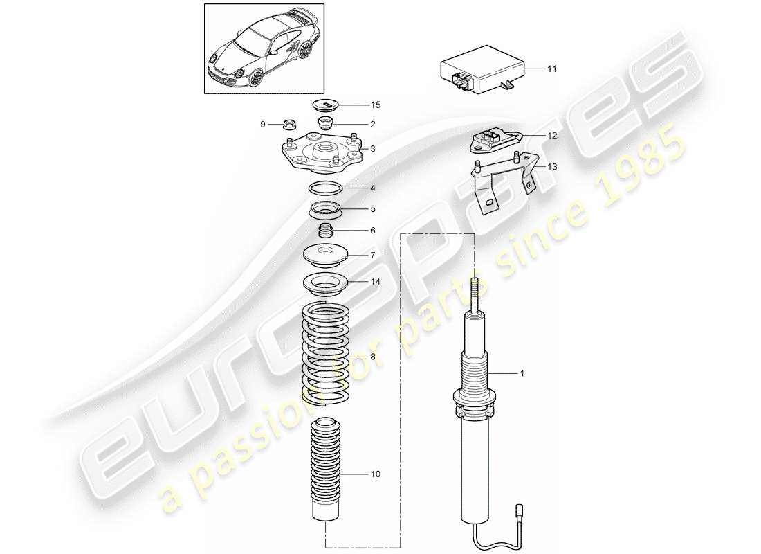 porsche 911 t/gt2rs (2012) suspension part diagram