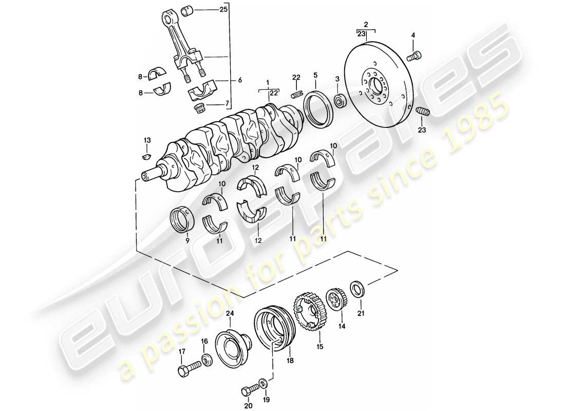 porsche 1986 (944) crankshaft - connecting rod part diagram