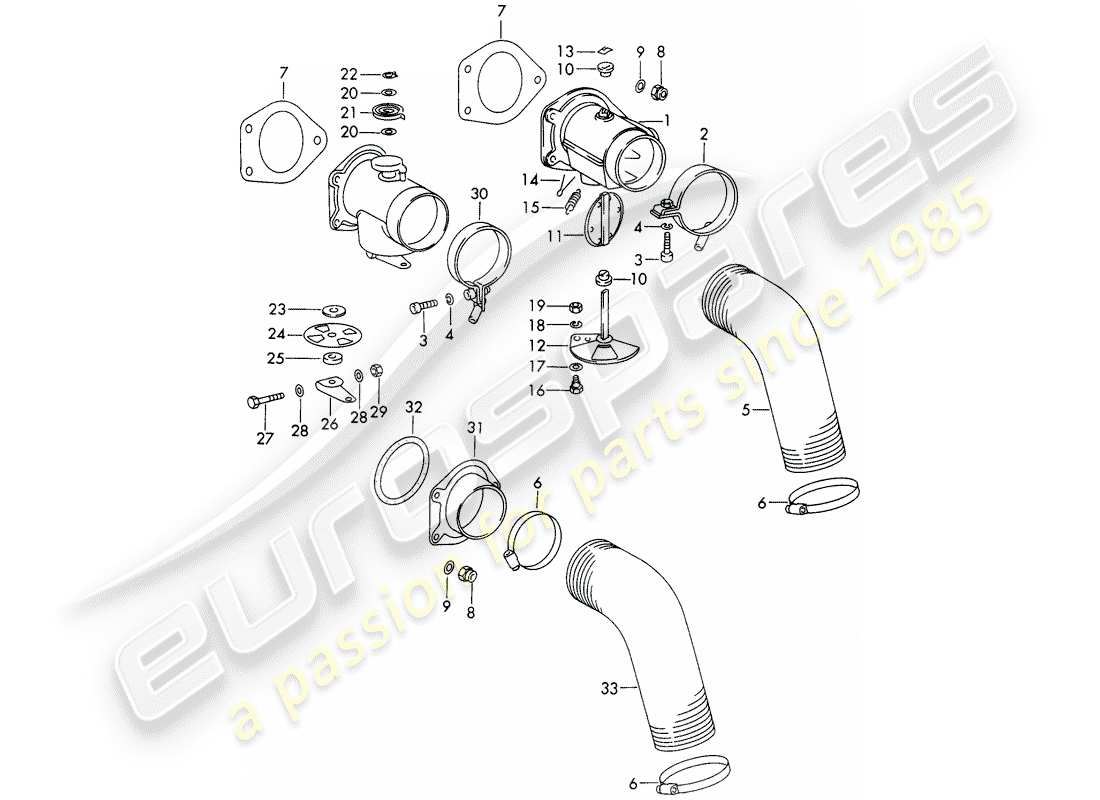 porsche 1966 (911/912) heating air supply part diagram