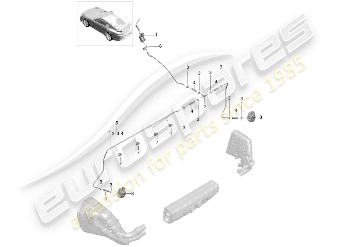 porsche 2017 (991-2 r/gt3/rs) exhaust system part diagram
