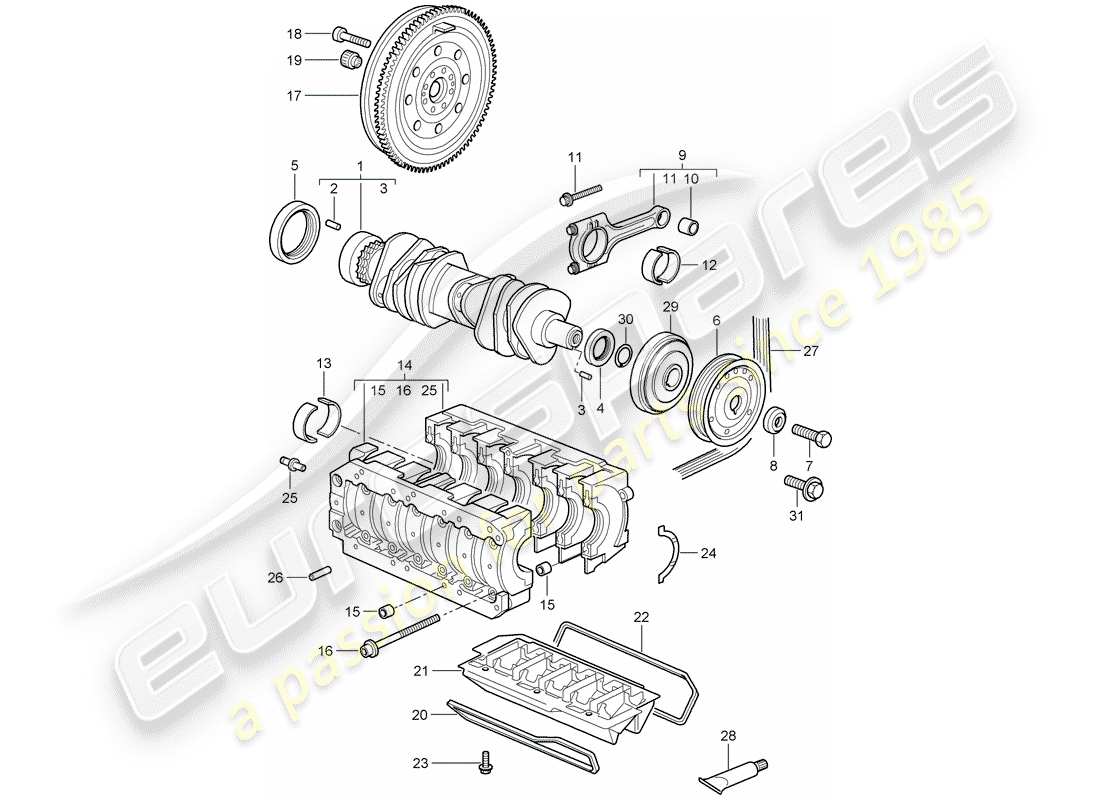 porsche 2007 (997-1) crankshaft part diagram