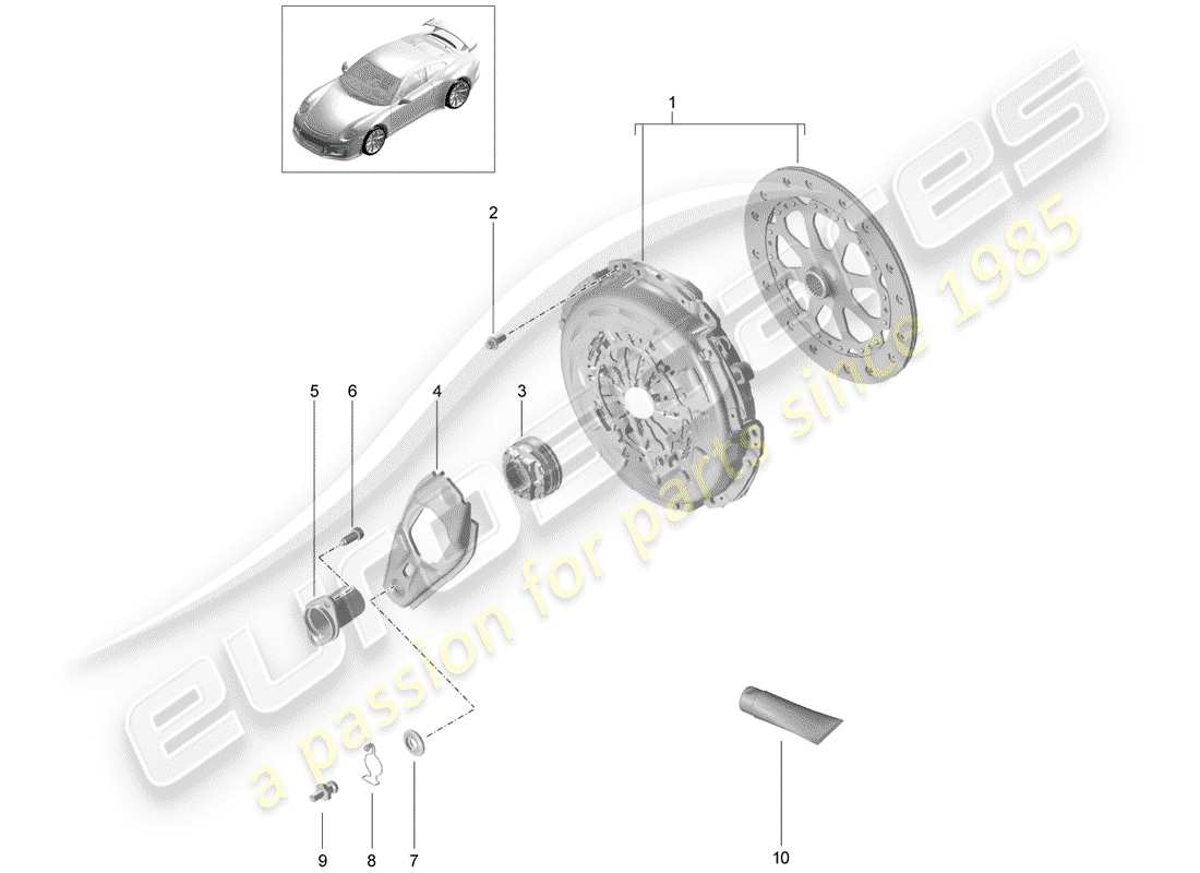 porsche 2015 (991-1 r/gt3/rs) clutch parts diagram