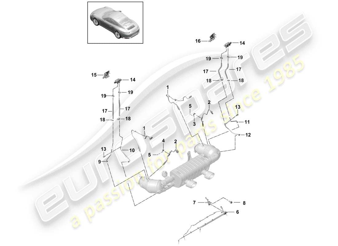 porsche 991 gen. 2 (2019) exhaust system part diagram