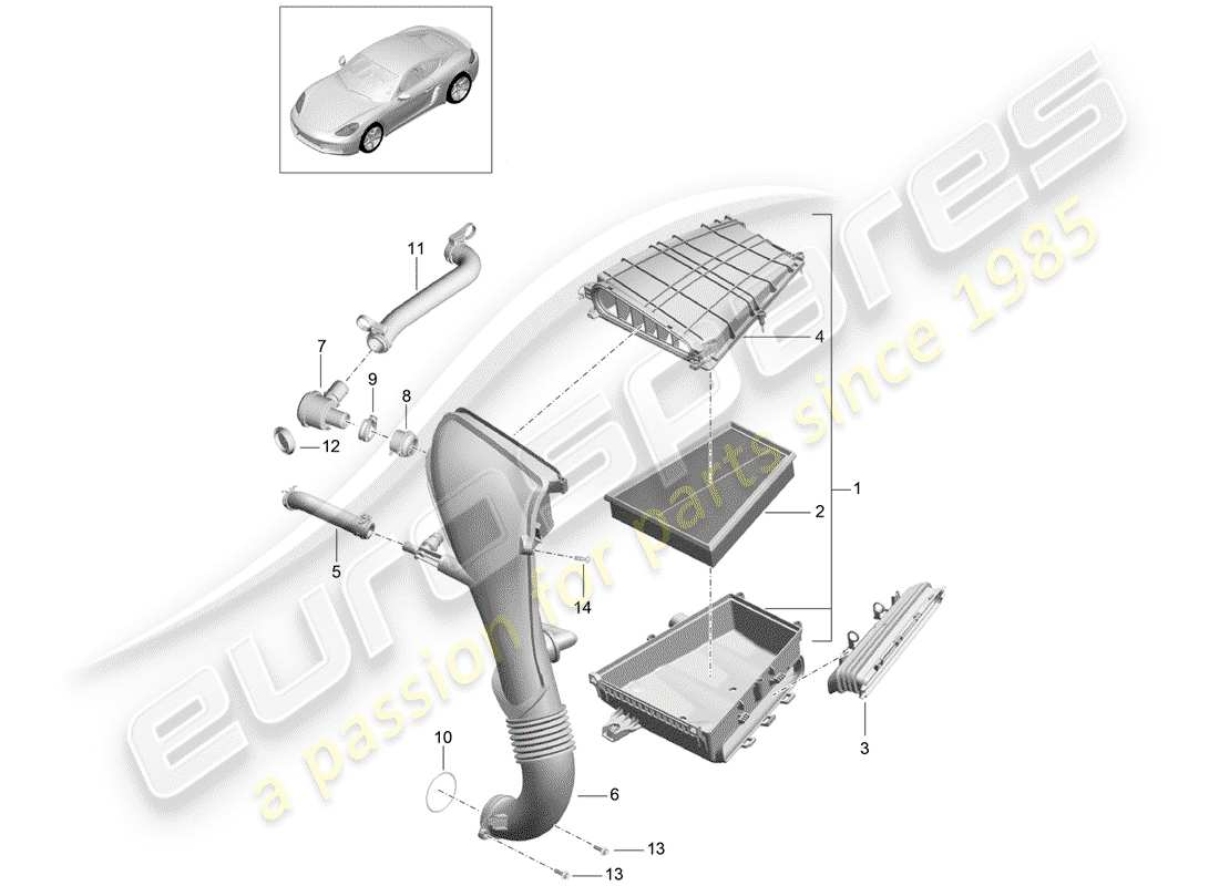 porsche 2019 (718 cayman) air cleaner part diagram