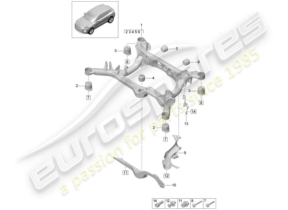 porsche 2019 (macan) sub-frame part diagram