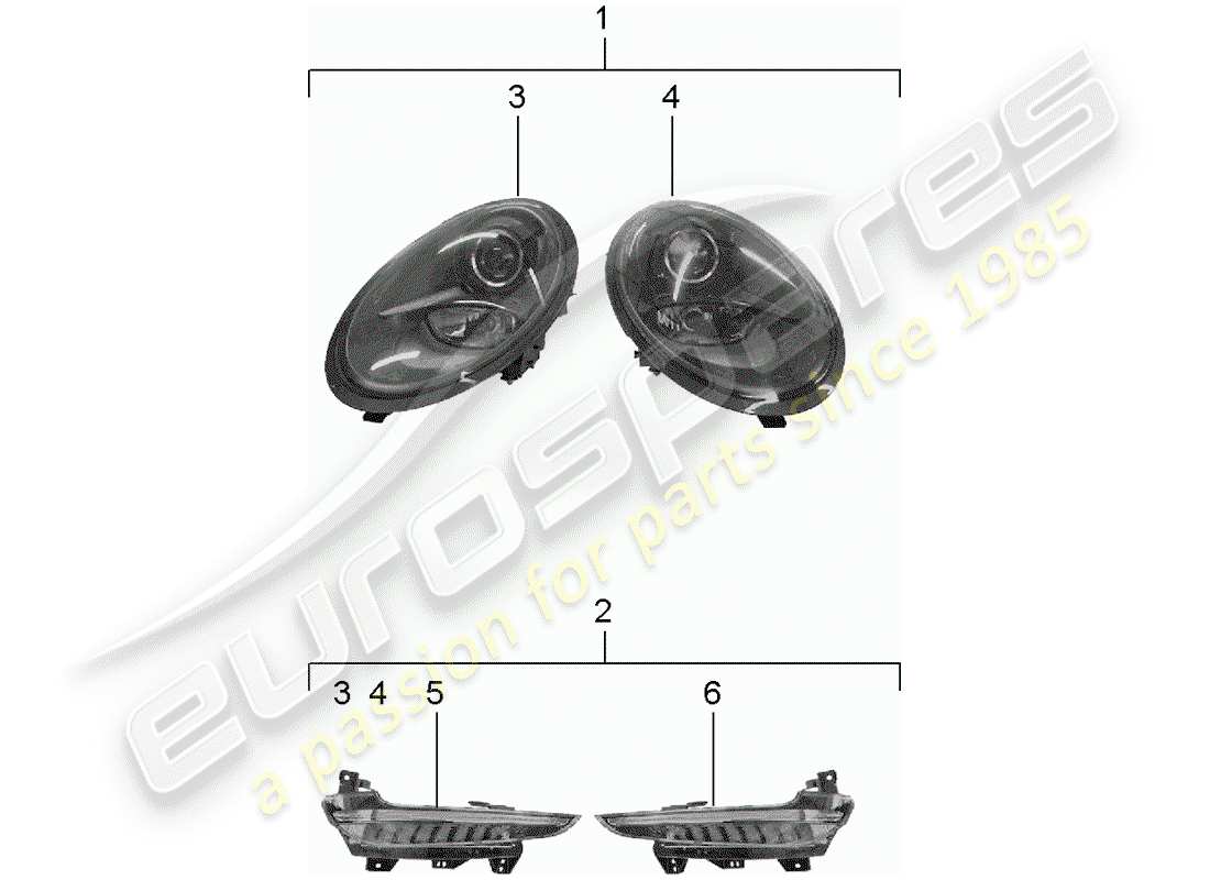 porsche 2013 (tequipment 98x/99x) headlamp part diagram