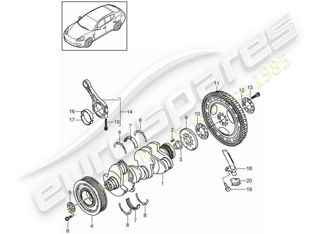 porsche panamera 970 (2016) crankshaft part diagram